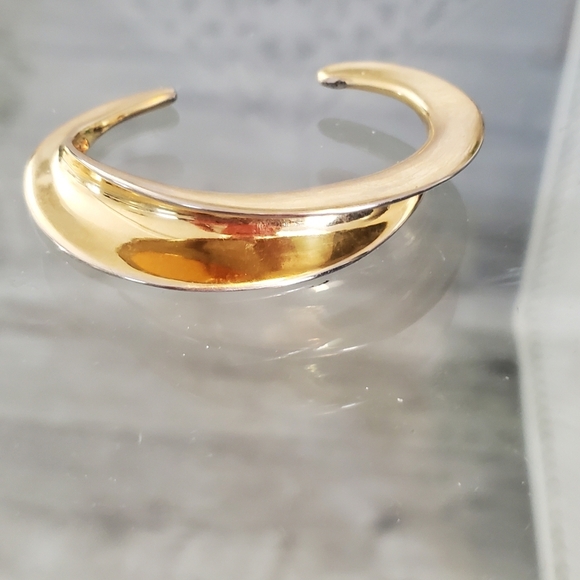 CARA Gold & Silver Tone Crescent Cuff Modern Sleek Bracelet - Picture 4 of 6